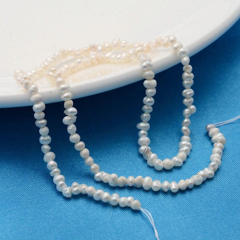 BeadsBalzar Beads & Crafts (PE6002) Natural Freshwater Pearl Beads, Grade A, Round, Ivory 2~3mm