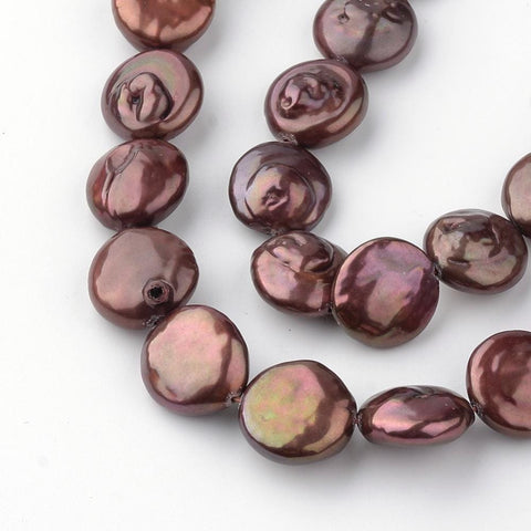 BeadsBalzar Beads & Crafts (PE6003) Natural Keshi Pearl Sienna Size: about 12~14mm long, 12~14mm wide,  (4 PCS)