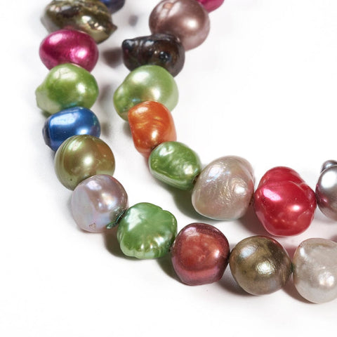 BeadsBalzar Beads & Crafts (PE7541-20) Dyed Natural Cultured Freshwater Pearl Beads Mixed Color 7~10mm
