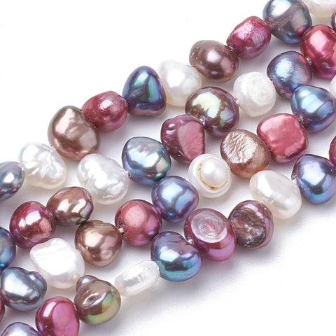 BeadsBalzar Beads & Crafts (PE8236-19) Natural Cultured Freshwater Pearl Beads Mixed Color 5~8mm long (1 STR)