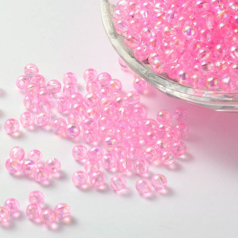 BeadsBalzar Beads & Crafts PEARL PINK (AB8481-5) (AB8481-X) Acrylic Beads, Round, AB Color, 4mm (10 GMS / +-350 PCS)