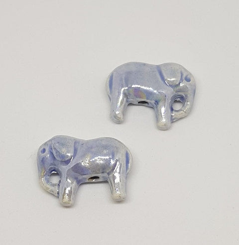 BeadsBalzar Beads & Crafts Pearlised Lilac (GE4218C) (GE4218X) Enamel Ceramic elephant (+ colors) (2 pieces)