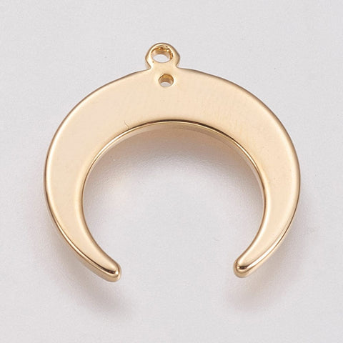 BeadsBalzar Beads & Crafts (PG5245)Brass Pendants, Gold Plated, Double Horn-Crescent Moon 19MM (4 PCS)