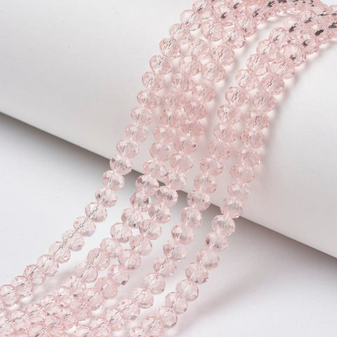 BeadsBalzar Beads & Crafts PINK (BE8724-D10) (BE8724-X) Glass Beads Strands, Faceted, Rondelle, 8x6mm (1 STR)