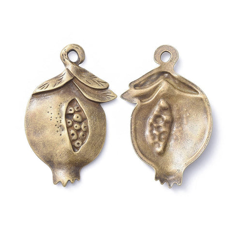 BeadsBalzar Beads & Crafts (PP6771A) Tibetan Style Alloy Pendants, Pomegranate,Antique Bronze 85mm (2 PCS)