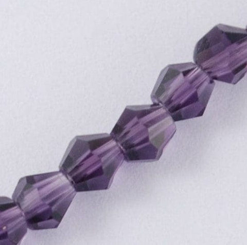 BeadsBalzar Beads & Crafts PURPLE (BE5545E) (BE5545-X) Imitation Bicone Beads, Faceted Bicone  2x3mm (1 STR)