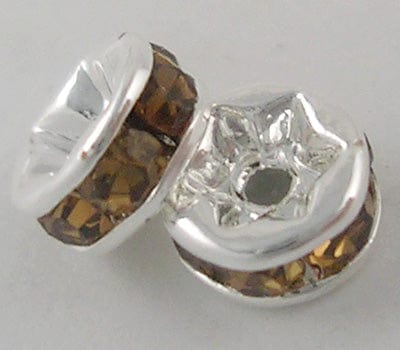 BeadsBalzar Beads & Crafts (RB3770) Rhinestone spacers silver (10 pcs)