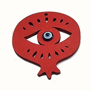 BeadsBalzar Beads & Crafts RED (ALPOM1-R) (ALPOM1-X) Wood Pomegranate/Eye 60x70mm (2 PCS)