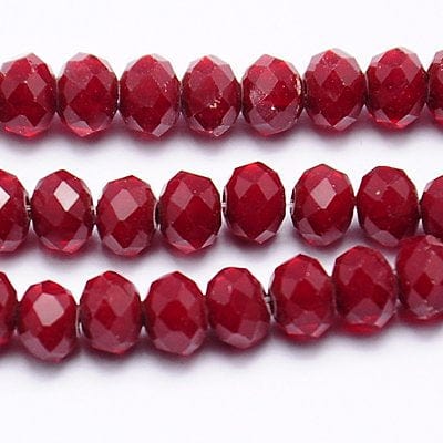 BeadsBalzar Beads & Crafts RED (BE4114-29) (BE4114-X) Imitation Jade Glass Beads 4x3mm (1 STR)