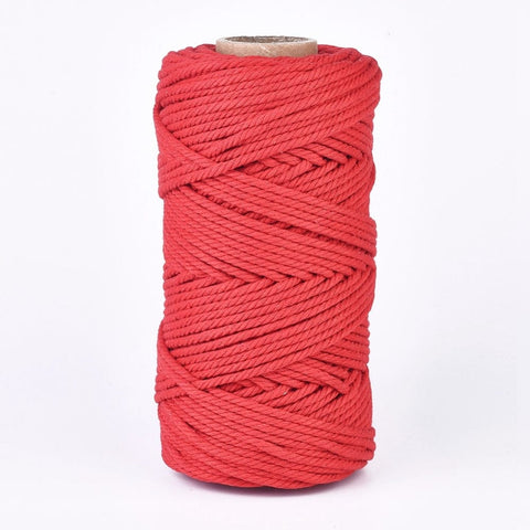 BeadsBalzar Beads & Crafts RED (CC7935-01) (CC7935-X) Cotton String Threads, Macrame Cord, 3mm (100m)/roll.