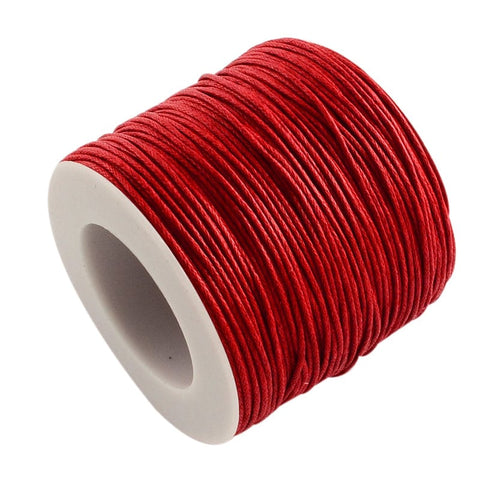 BeadsBalzar Beads & Crafts RED (CW7909-162) (CW7909-X) Waxed Cotton Thread , Macrame 1mm (+/- 100 YARDS/90 MTRS)