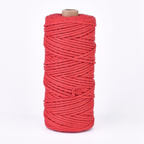 BeadsBalzar Beads & Crafts RED (MC7936-01) (MC7936-X) Cotton String Threads, Macrame Cord, 2mm  (100m/roll).