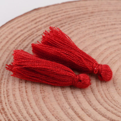 BeadsBalzar Beads & Crafts RED (TT3489-15) (TT3489-X) Cotton Thread Tassel Pendant Decorations, 25~31mm (5 PCS)