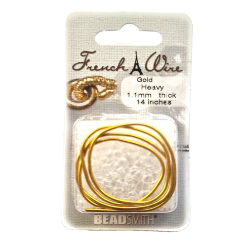 BeadsBalzar Beads & Crafts (RFWGH) FRENCH WIRE GOLD COLOR HEAVY (1.1MM)- 14INCHES