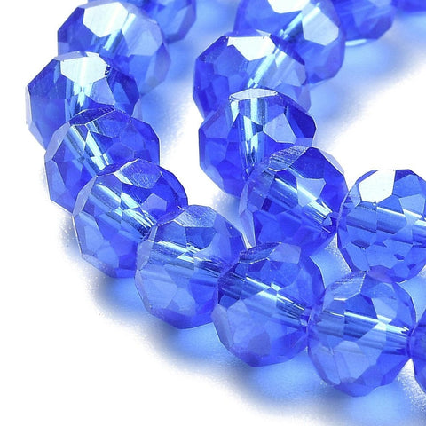 BeadsBalzar Beads & Crafts ROYAL BLUE (BE5597-24L) (BE5597-X) Handmade Glass Beads, Faceted Rondelle, 8x6 mm (1 STR)