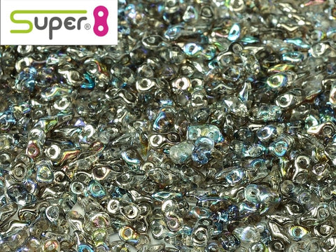 BeadsBalzar Beads & Crafts (S8-00030-98537) Super 8 beads Crystal Graphite Rainbow