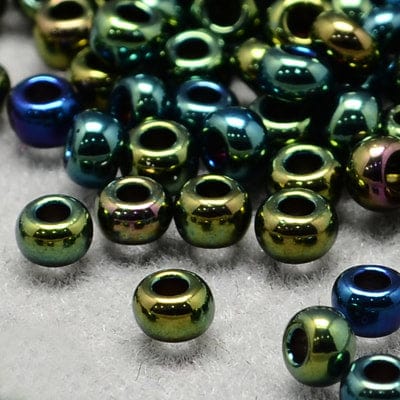 BeadsBalzar Beads & Crafts (SB4252B) FGB® 12-0 Electroplated Glass Seed Beads, Grade A, Iris Round, Teal (30 GM)