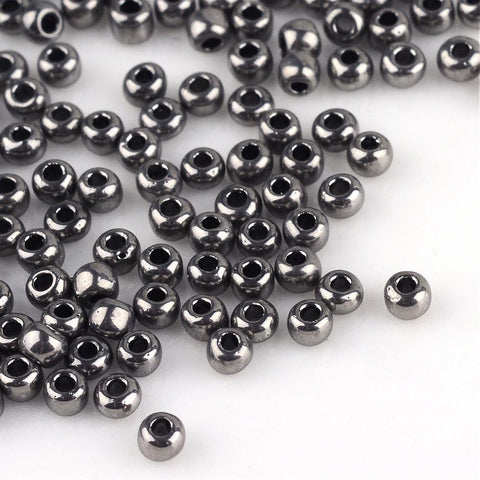BeadsBalzar Beads & Crafts (SB4252C) FGB® Seed Beads, Grade A, Iris Round, DarkGray  (30 GRAMS)