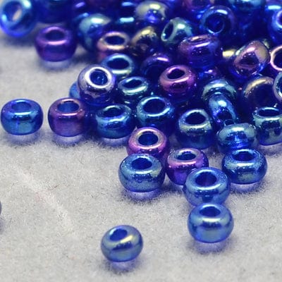 BeadsBalzar Beads & Crafts (SB4254) 12/0 Grade A Round Glass Seed Beads, Transparent Rainbow, Royal Blue (28 GMS)