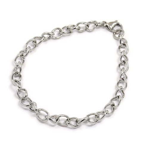 BeadsBalzar Beads & Crafts (SB4643) 304 Stainless Steel Side Twisted Chain Bracelet 22CM