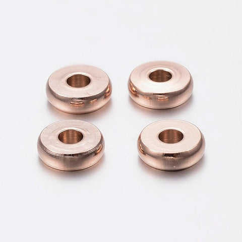 BeadsBalzar Beads & Crafts (SB5252) 304 Stainless Steel Bead Spacers, Donut, Rose Gold 8MM