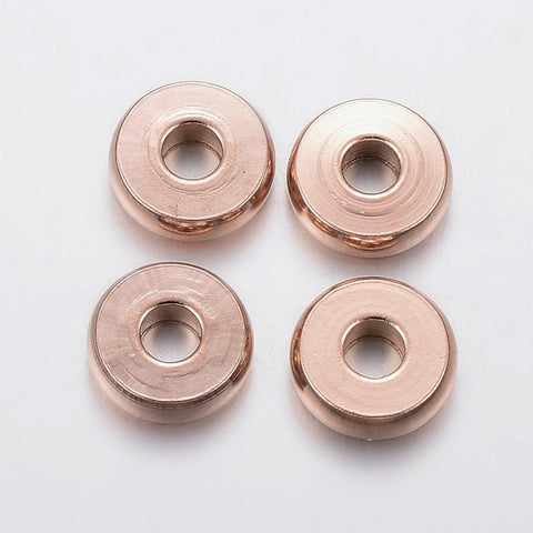 BeadsBalzar Beads & Crafts (SB5252) 304 Stainless Steel Bead Spacers, Donut, Rose Gold 8MM