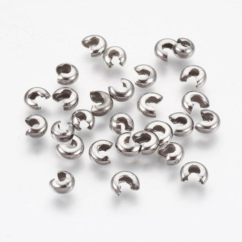 Sterling Silver Crimp Beads 2mm x 3mm (Package of 50 crimp beads)