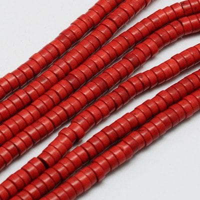 BeadsBalzar Beads & Crafts (SB6040A) Synthetic Turquoise Beads Strands, Heishi Beads, Dyed, Flat Round-Disc, FireBrick Size: about 8mm