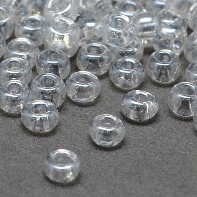 BeadsBalzar Beads & Crafts (SB6371A) FGB® 12-0 Round Glass Seed Beads, Grade A, Transparent Colours Lustered, Clear (30 GMS)