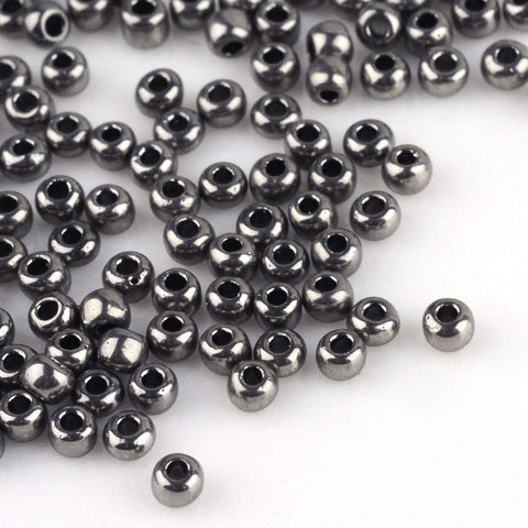 BeadsBalzar Beads & Crafts (SB6452A) FGB® 8-0 Electroplated Glass Seed Beads, Grade A, Iris Round, DarkGray  8-0 (30GMS)