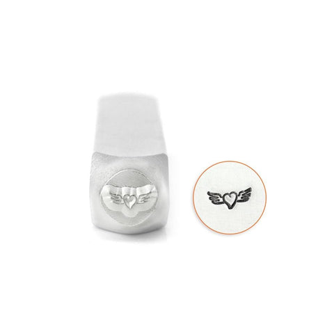 BeadsBalzar Beads & Crafts (SC158-AB-6MM) Heart with Wings Design Stamp, 6mm (1 PC)