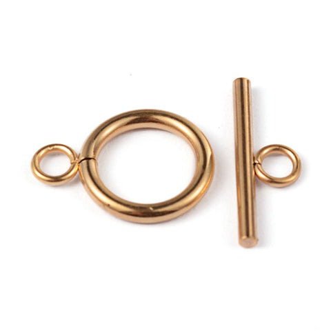 BeadsBalzar Beads & Crafts (SC4613A)  304 Stainless Steel Ring Toggle Clasps, Golden (2 SETS)