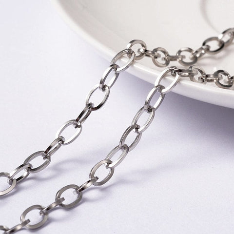 BeadsBalzar Beads & Crafts (SC5356) 304 Stainless Steel Cross Chains, Cable Chains, (1 MET)