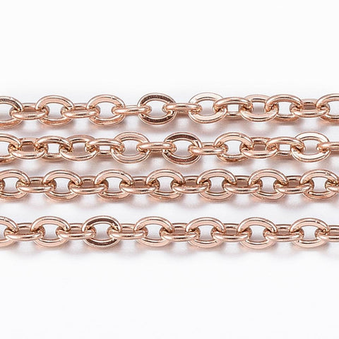 BeadsBalzar Beads & Crafts (SC5360) 304 Stainless Steel Cross Chains, Cable Chains, Rose Gold