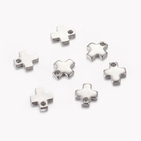 BeadsBalzar Beads & Crafts (SC5527) 304 Stainless Steel Blank Stamping Tag Pendants, Cross 6MM