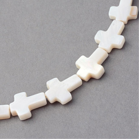 BeadsBalzar Beads & Crafts (SC6149) Sea Shell Beads, Cross, Ivory Size: about 11~12mm long, 9~10mm wide (10 PCS)
