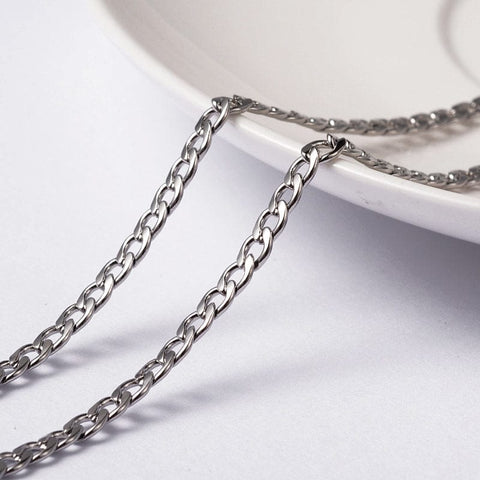 BeadsBalzar Beads & Crafts (SC6537A) 304 Stainless Steel Twisted Chain Curb Chains,  (1 MET)