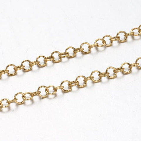 BeadsBalzar Beads & Crafts (SC6564A) 304 Stainless Steel Rolo Chains, Golden 3.5mm wide (1 MET)