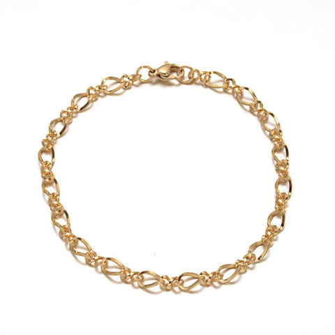 BeadsBalzar Beads & Crafts (SC6570A) 304 Stainless Steel Chain Bracelets, Golden about 8-1-8"(205mm) long,