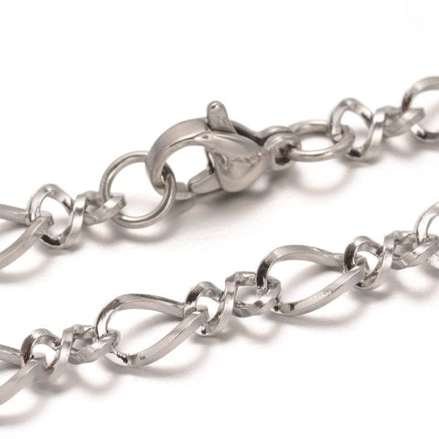BeadsBalzar Beads & Crafts (SC6570B) 304 Stainless Steel Figaro Chain Bracelets, Stainless Steel Color Size:(205mm) long