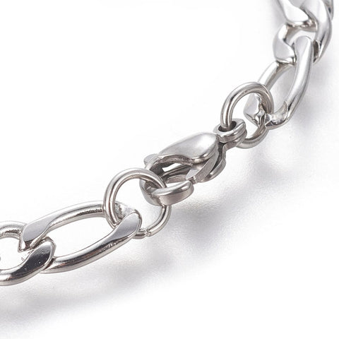 BeadsBalzar Beads & Crafts (SC6571A) 304 Stainless Steel Figaro Chain Bracelets, 5mm wide (20.4cm)