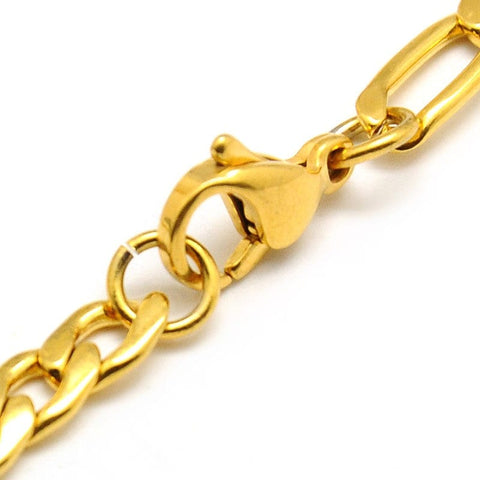 BeadsBalzar Beads & Crafts (SC6573A) 304 Stainless Steel Figaro Chain Bracelet Golden about 5mm (21CM)