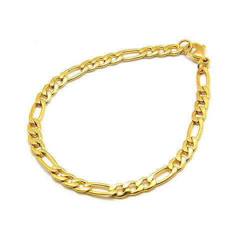 BeadsBalzar Beads & Crafts (SC6573A) 304 Stainless Steel Figaro Chain Bracelet Golden about 5mm (21CM)