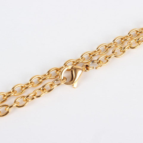 BeadsBalzar Beads & Crafts (SC6583A) 304 Stainless Steel Cable Chain Necklace Golden (59.9cm) long