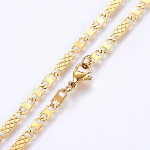 BeadsBalzar Beads & Crafts (SC6616B) 304 Stainless Steel Mariner Link Chains Necklaces, Golden (50cm) long