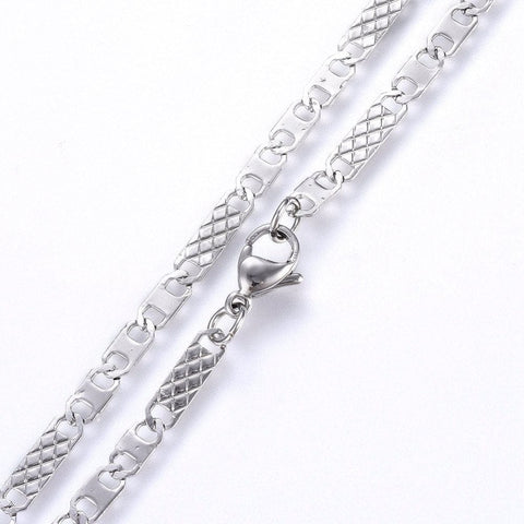 BeadsBalzar Beads & Crafts (SC6616C) 304 Stainless Steel Mariner Link Chains Necklaces, Stainless Steel Color (50cm) long