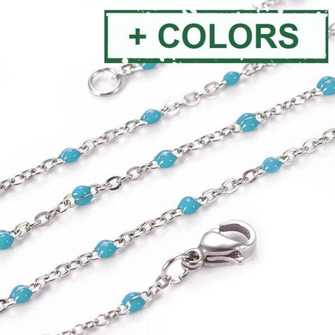 BeadsBalzar Beads & Crafts (SC6627X) 304 Stainless Steel Cable Chain Necklaces, with Enamel Links and Lobster Claw Clasps, Solder, about (45cm) long, 1.7~2.5mm wide, clasp: 9x6.5x3mm, jump ring