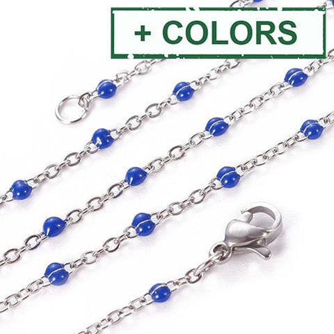 BeadsBalzar Beads & Crafts (SC6776X) 304 Stainless Steel Cable Chain Necklaces, with Enamel Links and Lobster Claw Clasps, Solder,(45cm) long