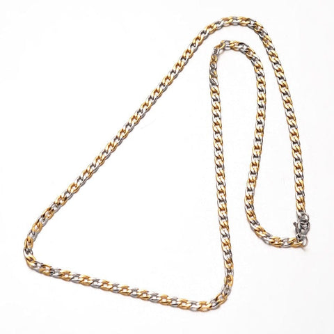 BeadsBalzar Beads & Crafts (SC6939A) 304 Stainless Steel Curb Chains Necklaces,  Faceted, (55.1cm) long