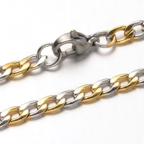 BeadsBalzar Beads & Crafts (SC6939A) 304 Stainless Steel Curb Chains Necklaces,  Faceted, (55.1cm) long